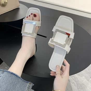 

2020 The New Fashion H Letter Word Korean Lady Slippers Open Toe Slippers Slip Slope with Summer Tide Flat Sandals Women's Shoes