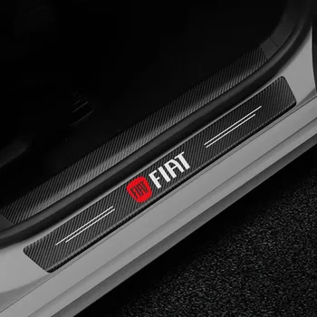 

4PCS Car Door Threshold Plate Anti-Scratch Carbon Fiber Sticker For Fiat Panda Bravo Punto Linea Croma 500 595 Car accessories