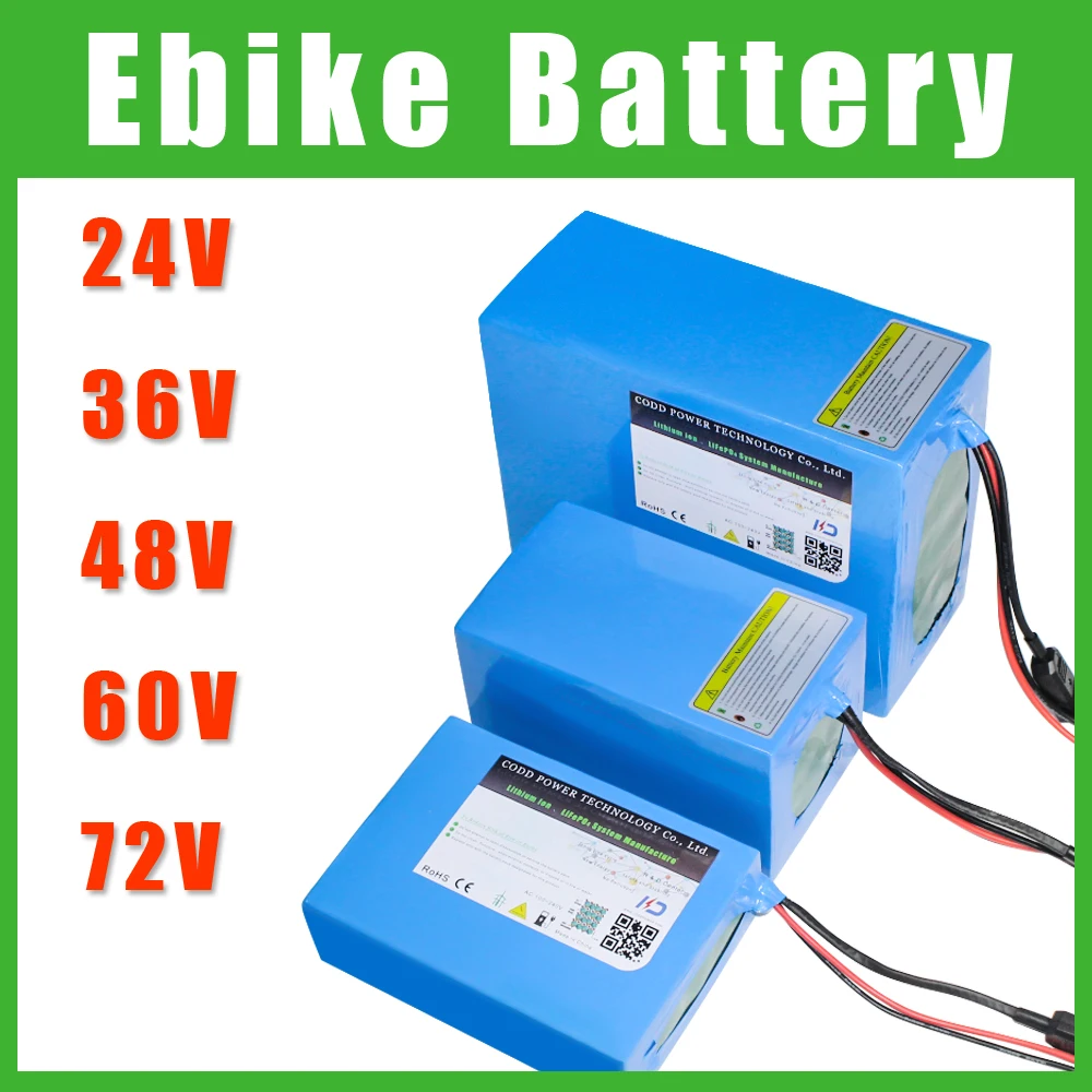 24V 36V 48V 60V 72V E bike battery pack with 50A 2000W BMS 5A Charger Free US EU Tax | Спорт и развлечения