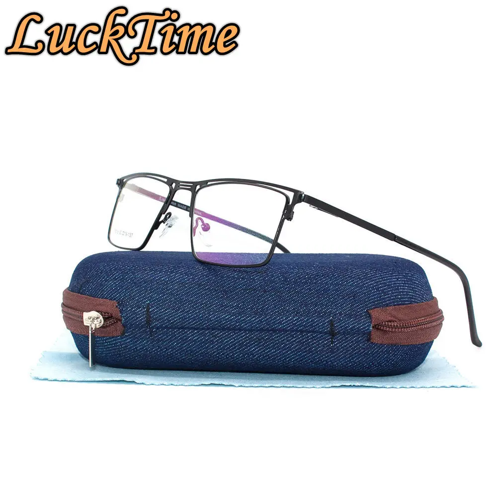 Black LuckTime квадратная оправа из сплава, новинка, мужские очки, Ретро стиль, металлические очки для близорукости, оптическая оправа, мужские очки по рецепту, 7518 - Цвет оправы: Black
