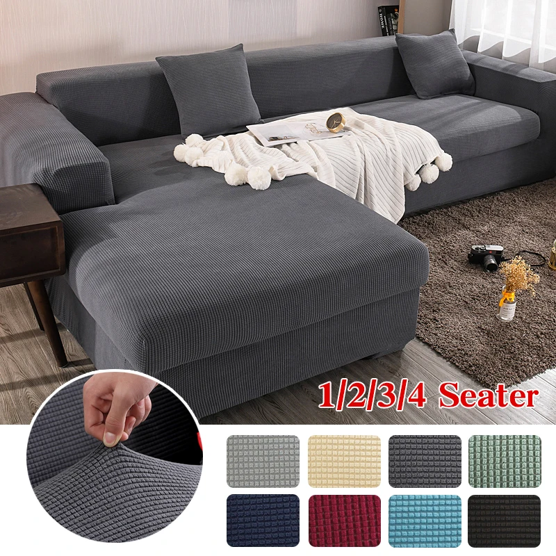 Sofa Cover Slipcover Spandex Stretch Couch Furniture Protector Polar Fleece Grey 