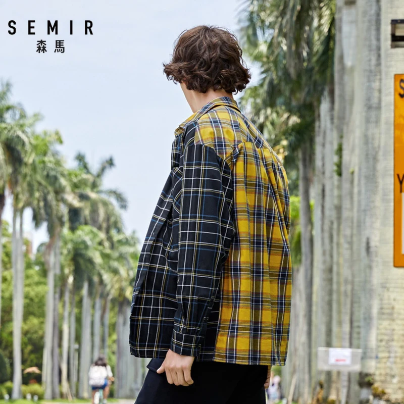 SEMIR, мужская рубашка с длинным рукавом, осень, Гонконгский стиль, Свободная Повседневная рубашка, Корейская версия, сшитая, индивидуальная, дюймовая рубашка