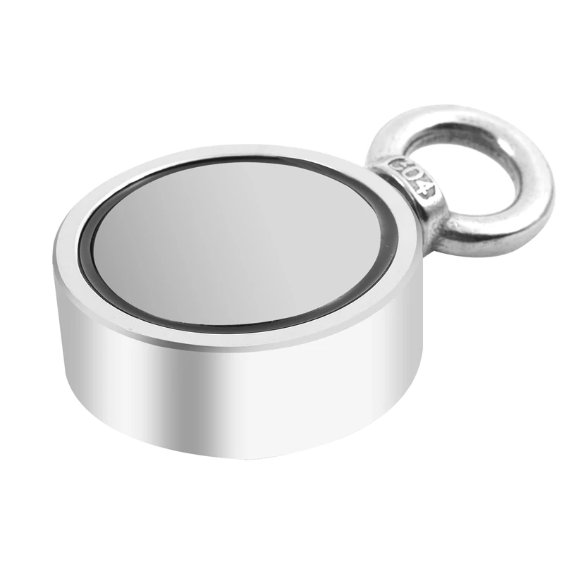 Двухсторонний магнит для рыбалки, комбинированный тяговое усилие 300 кг, диаметр 60 мм, супер сильный круглый неодимовый рыболовный магнит с