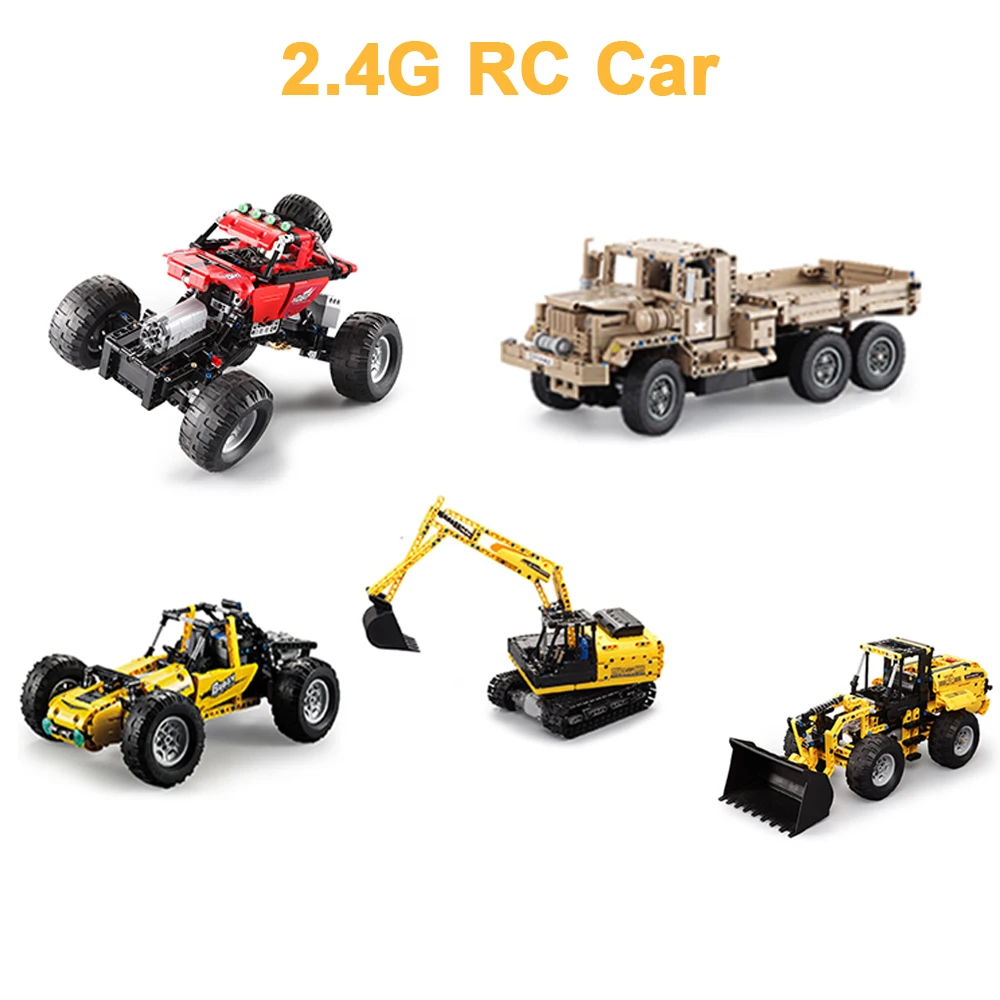 GOOLRC DOUBLE E CADA C51058W 491PCS 2.4G RC Car Bulldozer Forklift Building Blocks Car Technic Children DIY Assemble RC Toys Kid