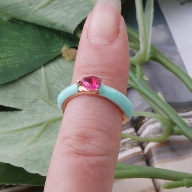 NeeFuWoFu Y2K Multicolor Enamel Dripping Oil Open Ring For Women, Adjustable  Gold Plated Chunky Finger Rings Party Jewelry 13