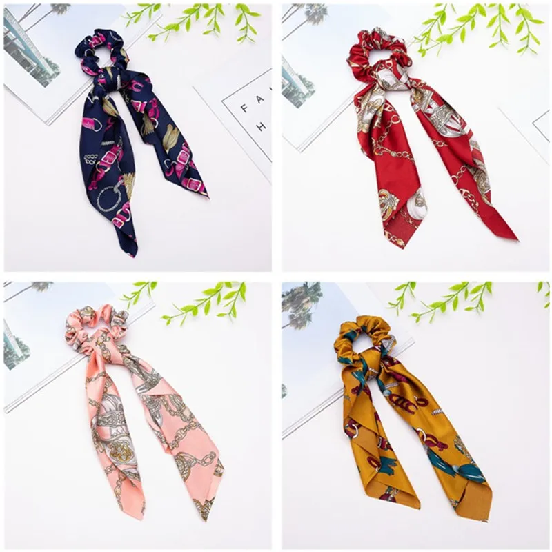 

Bow Streamers Hair Ring Fashion Ribbon Girl Hair Bands Scrunchies Horsetail Tie Solid Headwear Hair Accessories