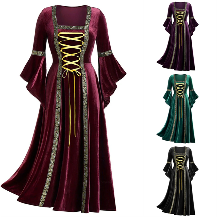 Vintage Women Dress Palace Royal Clothing Medieval Costumes Carnival