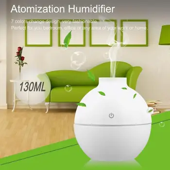 

Fashion USB Mini Atomization Humidifier 130ML Aroma Essential Oil Diffuser 7 Color Change Air Purifier for Home Bedroom Office