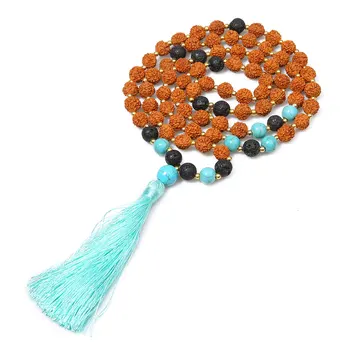 

Natural Rudraksha Handmade Beaded Tassel Pendant Meditation Yoga Amulet Party Gift