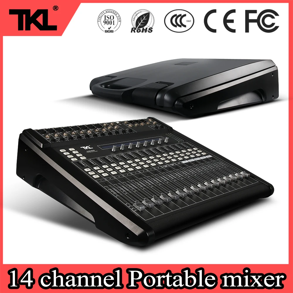 US $1.227.20 TKL DM1405 Professional 14 Channel Mechanical Pusher DJ Mixer Console Stage Digital Audio Mixer