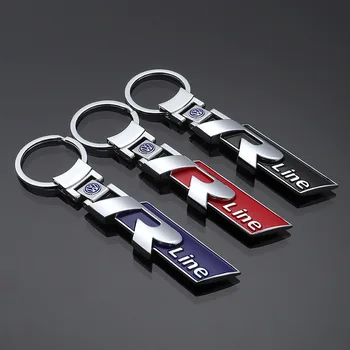 

High-grade double-sided badge metal car pendant suitable for vw Rline key ring men and women Auto Accessories gifts keychain