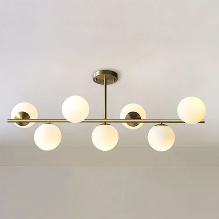 Nordic wrought iron chandelier postmodern electroplating gold bronze geometric line pendant lamp bedroom dining room suspension