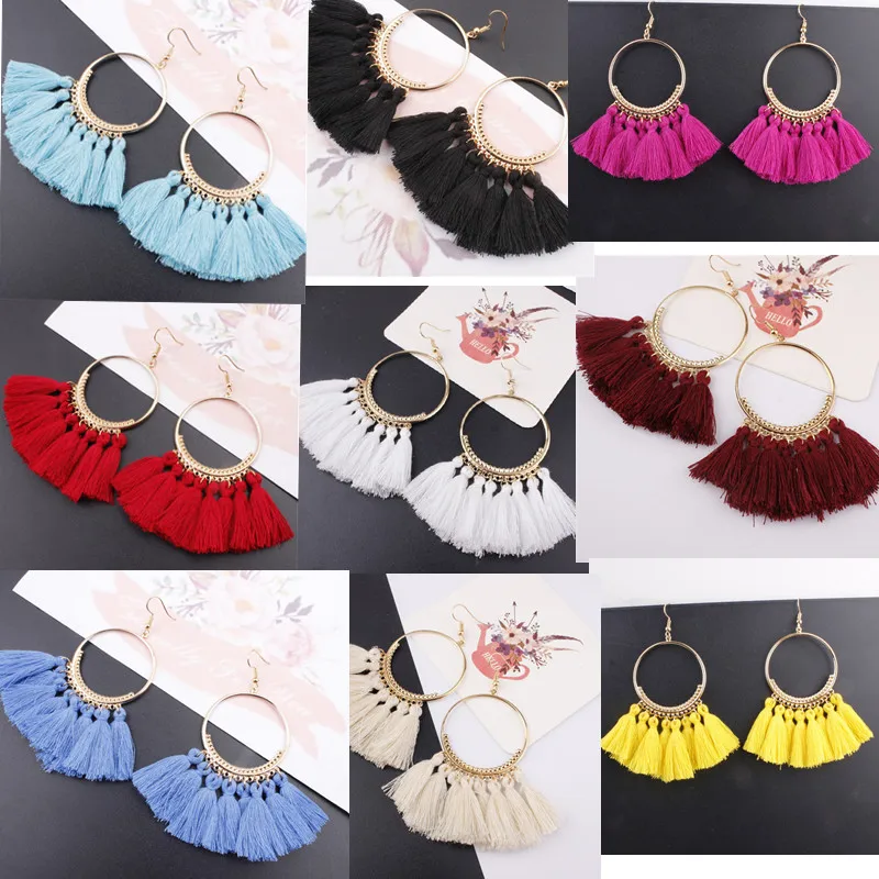 HIYONG-Tassel-Earrings-for-Women-17-Color-Ethnic-Big-Drop-Earrings-Bohemia-Fashion-Jewelry-Trendy-Cotton