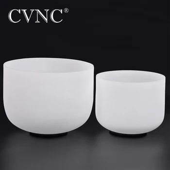 

CVNC Chakra set of 2pcs 6"A and 8"C Frosted Quartz Crystal Singing Bowls