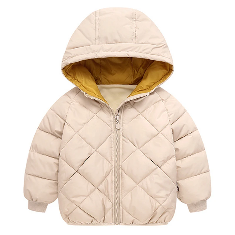 CYSINCOS/пальто для маленьких девочек и мальчиков; модная детская куртка; зимняя парка для малышей; детская теплая верхняя одежда с капюшоном; куртка для новорожденных; Одежда для младенцев - Цвет: Beige