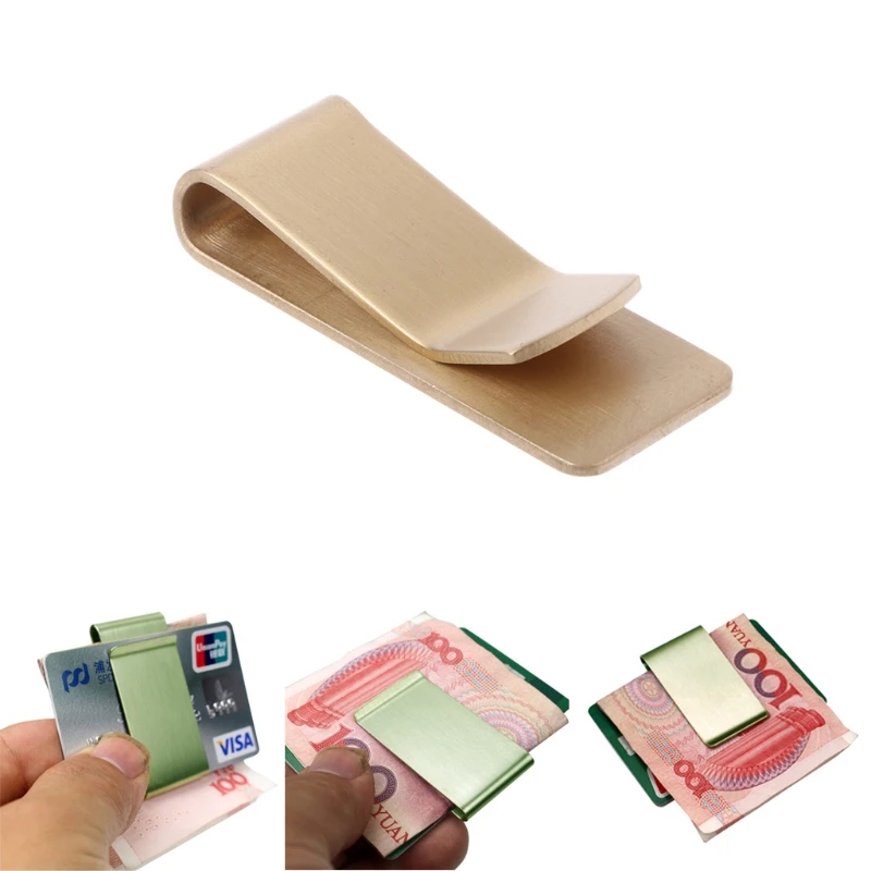 

Portable Brass Metal Money Clip ID Credit Card Cash Holder Wallet Gift