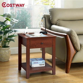 

Night Stand End Side Table with Drawer and Storage Shelf Lightweight and Intimate Detail Stand Drawer Multi-functional Bedside