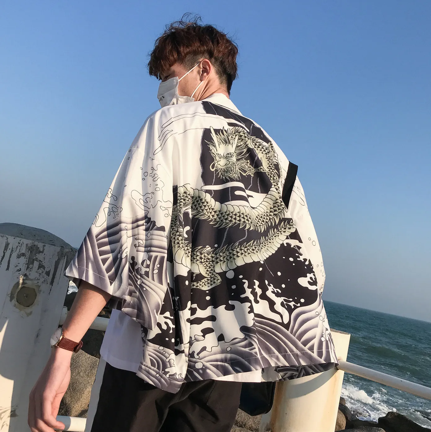 Print Dragon Men And Women Kimono Yukata Haori Robe Chinese Style Cardigan Japanese Cardigan Cool Streetwear Summer Thin Coat