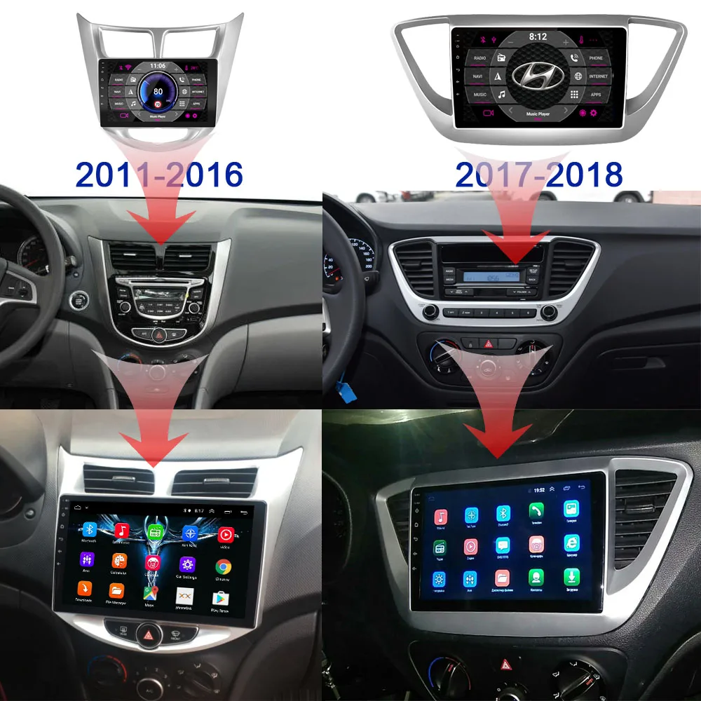 Для Solaris 1 2 Hyundai Accent Verna 2G+ 32G автомобильное радио 2 din android 8,1 видео мультимедийный плеер навигация gps WiFi 2011