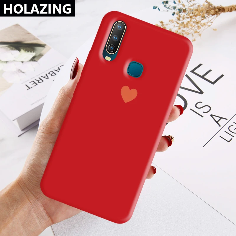 Мягкий силиконовый чехол для VIVO Y15 Y17 Y12 U3X U10 Y19 U3 с изображением сердца ярких цветов - Цвет: Красный