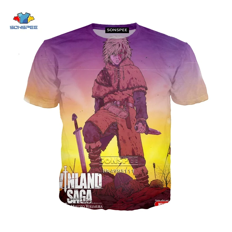 Женская футболка SONSPEE с 3D принтом японского аниме Vinland Saga Мужская Футболка Harajuku