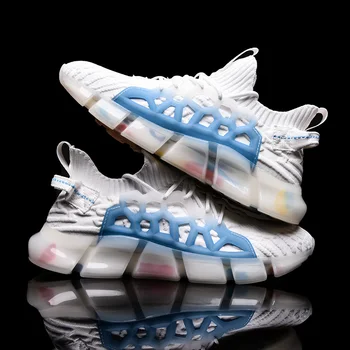 

2020 Summer New Breathable Flying Woven Running Shoes Fashion Men's Sports Casual Socks Shoes