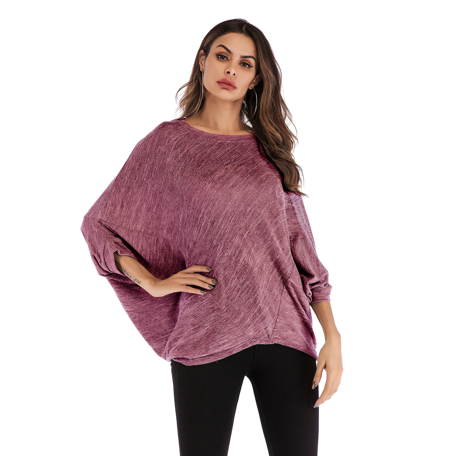 

Loosen show thin Women Hollow candy color Flower Oversized Batwing Knitted Pullover Female Sping Autumn knit Sweater