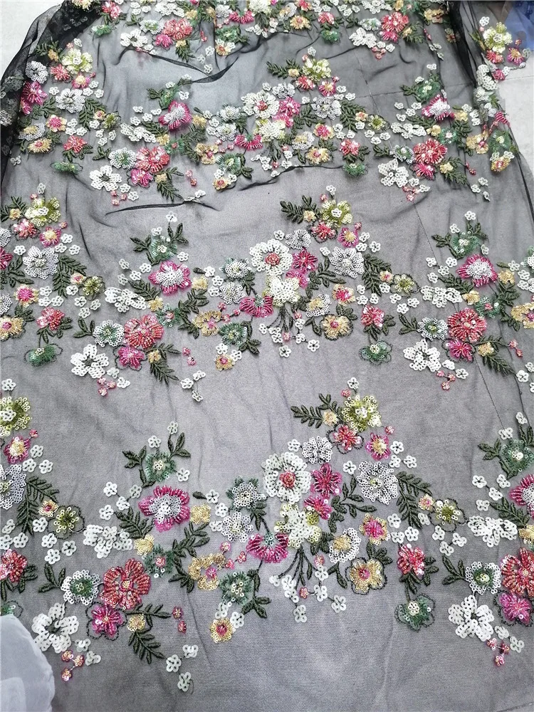 

High quality Colorful sequins fabric/With sequins embroidery African lace French tulle mesh lace for Party dresses/wedding dress