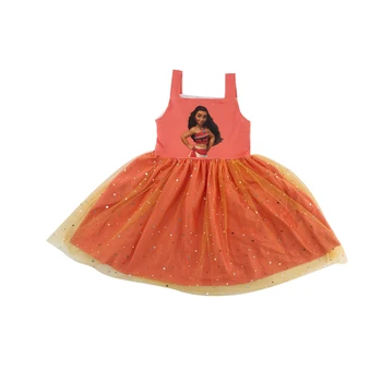 

summer fashionable fancy cartoon yellow tulle dress little girls