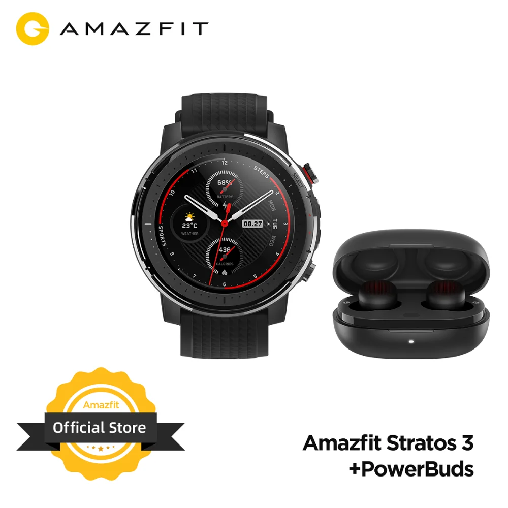 

Global Version Original Amazfit Stratos 3+ PowerBuds Set Smartwatch 80 Sports Modes TWS Earphone Heart Rate Monitor Water-resist
