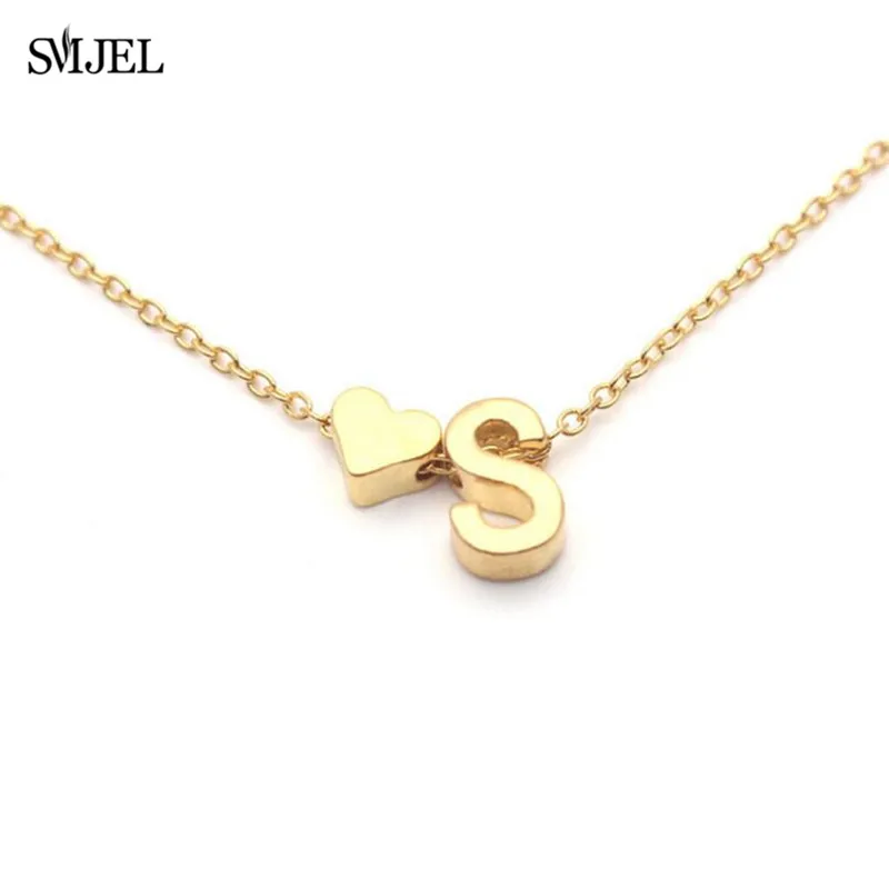SMJEL Trendy Tiny Dainty Initial Heart Necklaces Personalize Letter Choker Necklace for Women Collar Everyday Jewelry Gifts