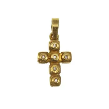 

Cross small gold with six zircons engatadas in chatons