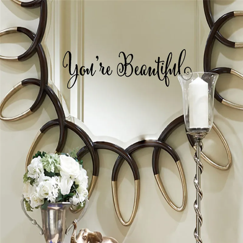Wall Stickers You're Beautiful Pattern Film Carving DIY Home Decoration 1 Set