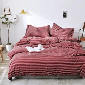 

knitted bedding set stripe duvet cover bed sheets pillowcase bed linen nordic bed sets for home luxury japan style bedsheet set