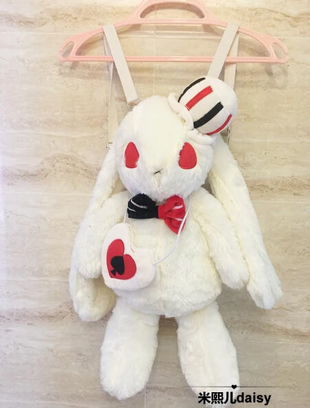 Kawaii Darl Black Lop Rabbit Bunny Plush Backpack Lolita Mother Bag Cute  Doll Shoulder Bag Cosplay Gothic Cartoon Bunny Handbag