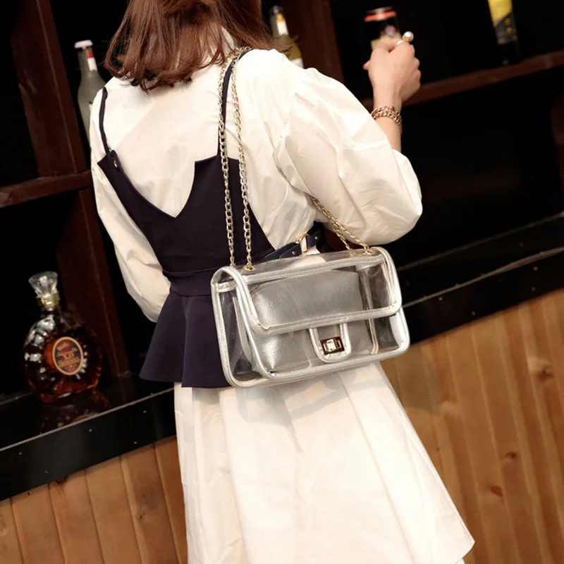 

Korean-style Fashion WOMEN'S Bag Handbag Simple Transparent Large-Volume nv kua bao Shoulder Vitality Youth WOMEN'S Bag