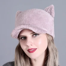 Новинка, шапка из лисьего меха, вязаная бейсболка, женская шапка,,, Женская шерстяная шапка, Прямая поставка