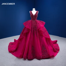 Robe de bal bordeaux élégante, sans manches, pour femmes, tenue de cérémonie de mariage, de gala, RSM67376, 2021 