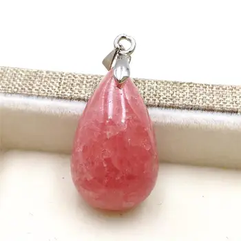 

Natural Red Ice Rhodochrosite Gemstone Love Pendant 23x15x9mm Women Necklace 925 Sterling Silver Fashion AAAAA