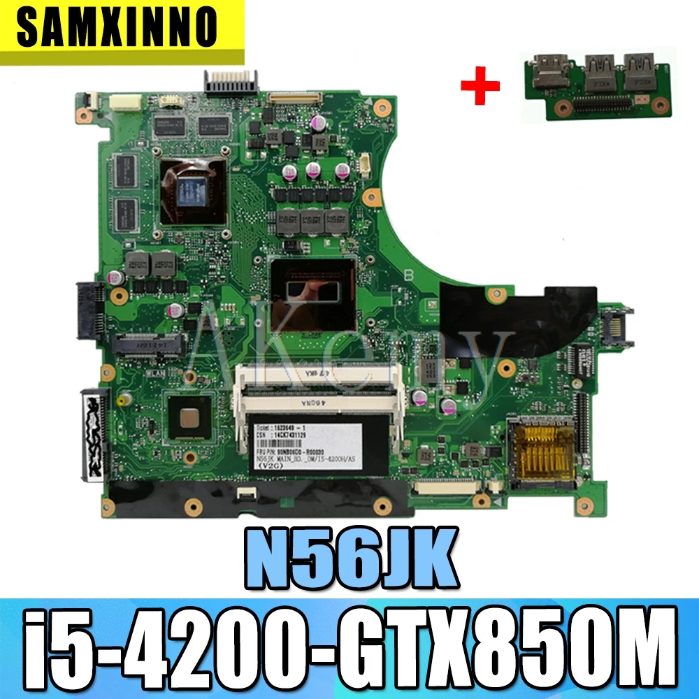 Отправка платы + N56JR материнская плата REV2.0 i5 4200 GT760 2G для For Asus N56JK G56JK ноутбука