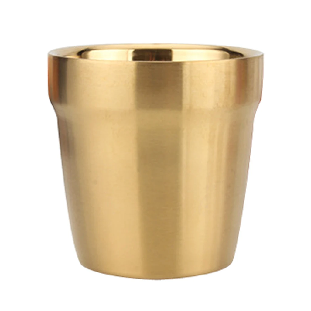 Modern Gold Coffee Mug Double Layer Drinking Cup Office Home Bar Tankard