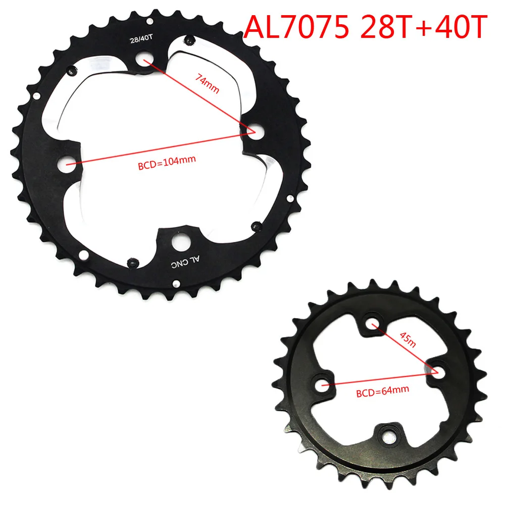 28T 40T alloy MTB кольцо цепи велосипеда цепь для SHIMANO SRAM Универсальный шатун 22 T/24 T/26 T/32 T/38 T/42 T/44 T 104BCD 64BCD велосипедная звездочка - Color: 28T 40T alloy