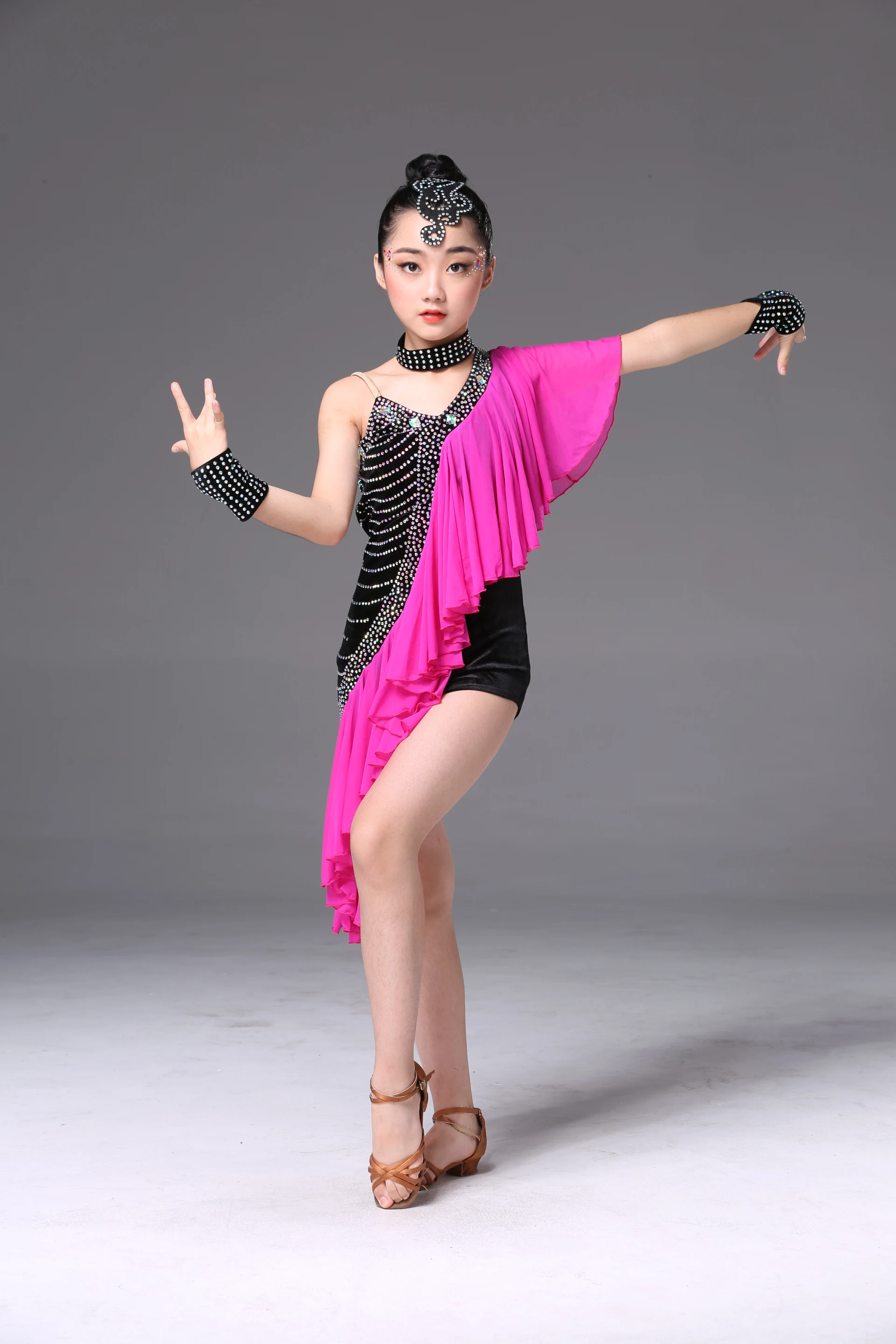 Tassel Latin Dance Dress For Girls Children Salsa Tango Ballroom Dancing Dress Competition Costumes Kids Practice Dance Clothing