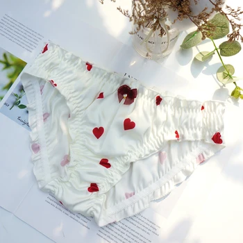 

Sexy satin ruffled panties sweet girls briefs nymphet underwear female lovely milk silk japanese lingerie