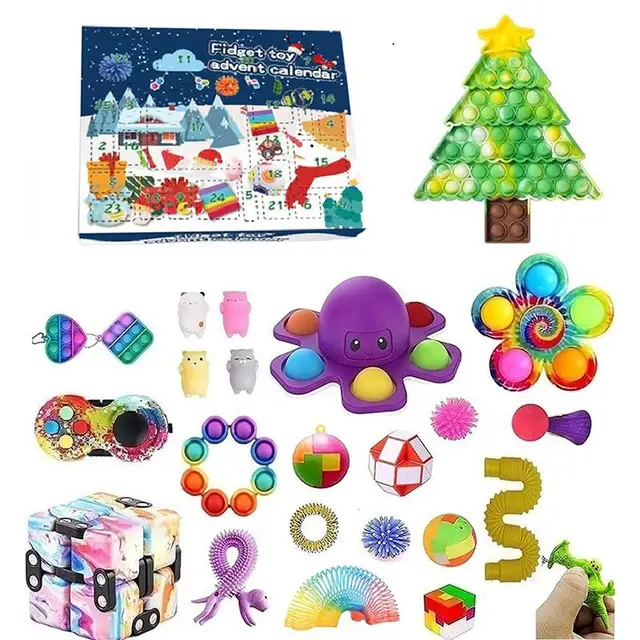 2021 Fidget Toys Advent Calendar Christmas Gift 24 Days Pack Set Anti Stress Kit Stress Relief Figet Toy Blind Box Kids Gift E