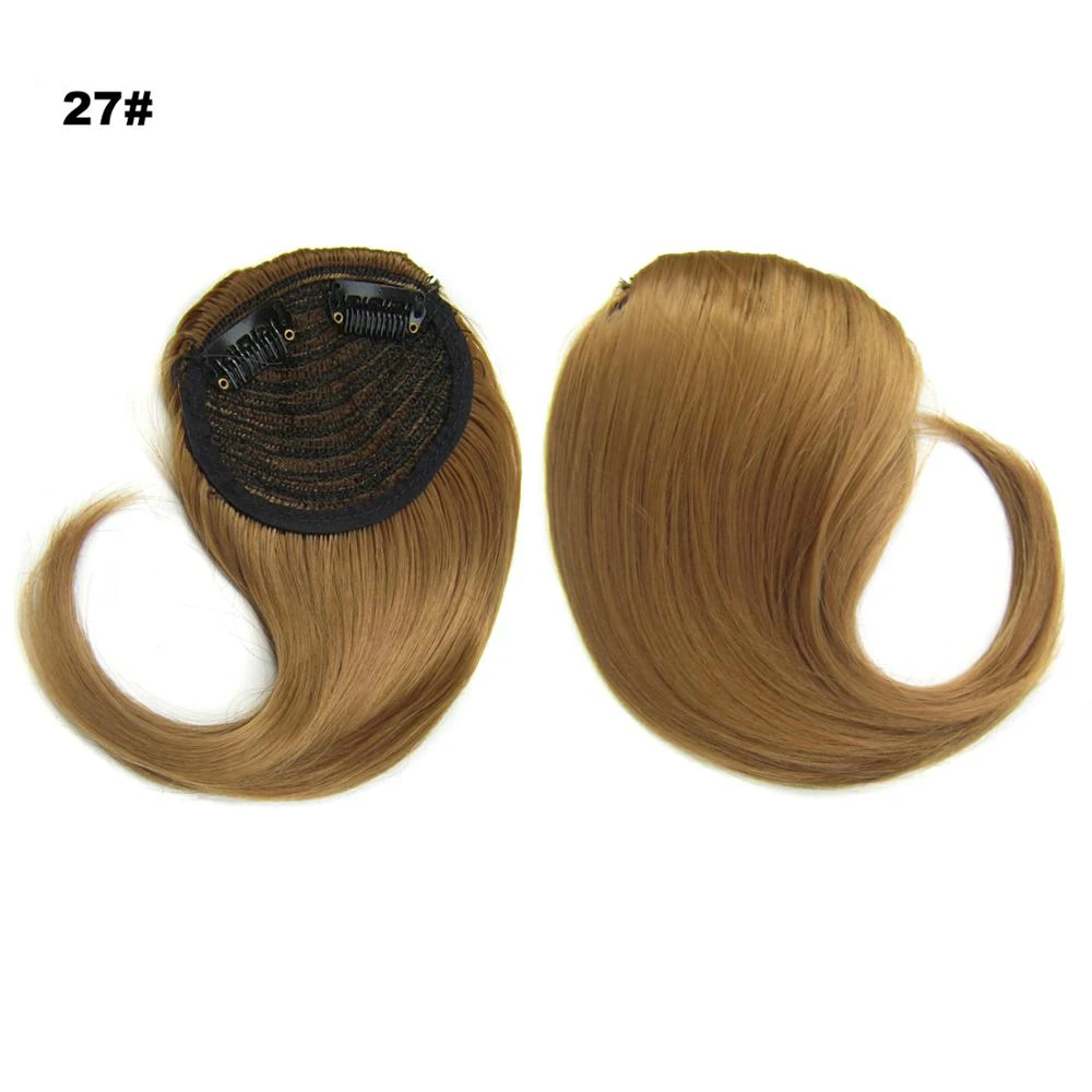 Similler Clip in Hair Bangs Fringe Hair Extensions Dark Brown Synthetic Hairpiece For Women High Temperature Fiber - Цвет: 27