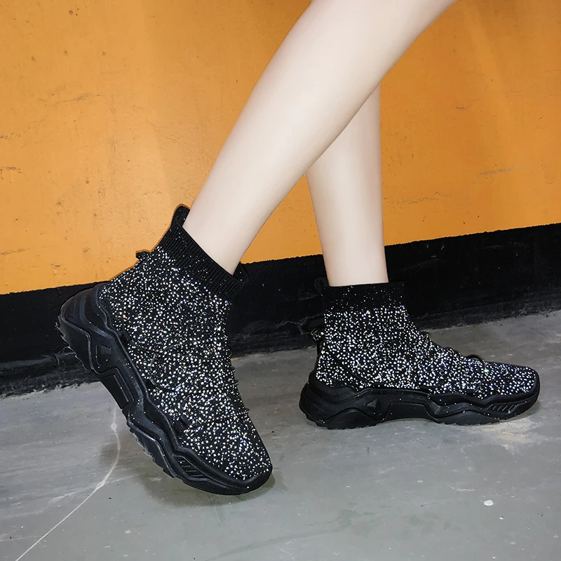 YRRFUOT женская повседневная обувь Flyknit светильник тенденции моды тапки для женщин; туфли с подошвой из вулканизированной резины zapatos mujer модная обувь для Для женщин