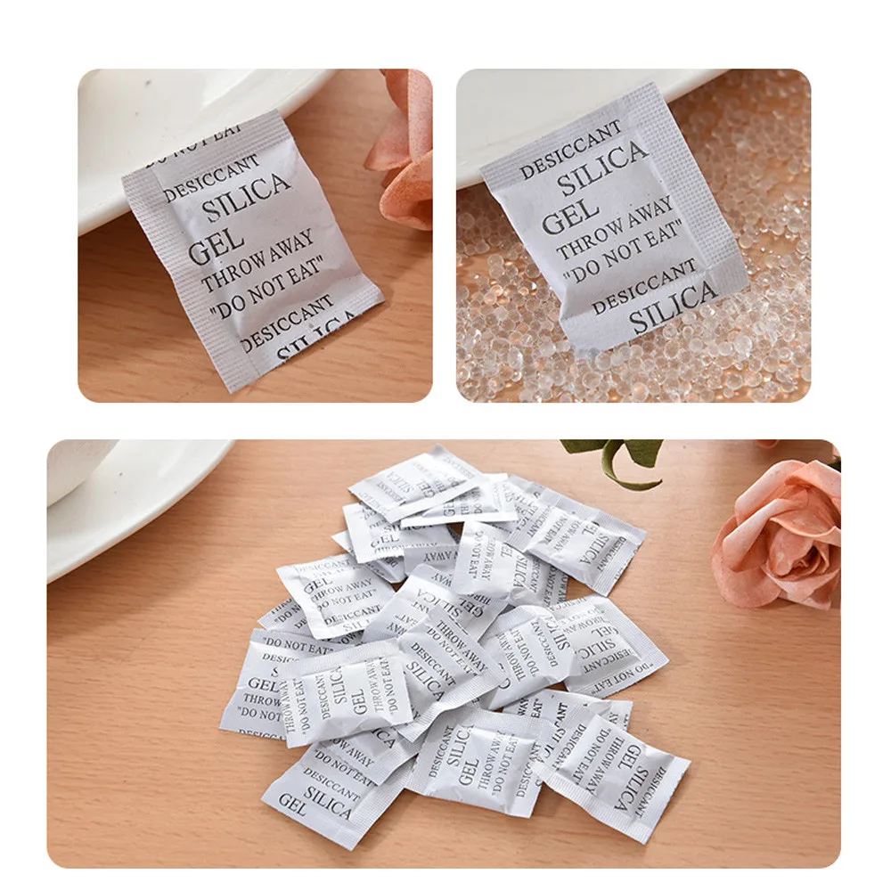 Gel de sílice no tóxico desecante, absorbente de humedad, deshumidificador, accesorios para el hogar, 100 paquetes, 1g, 2021