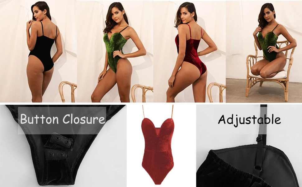 thong bodysuit Casual Women Velvet Bodysuit Sexy Backless V Neck Bodycon Jumpsuit Soft High Waist Slim Fashion Camisole Body Corset Tops Suit plus size bodysuit