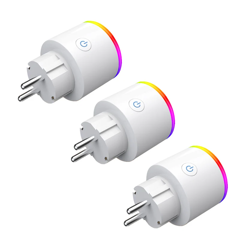 EU Wifi Smart Home Outlet Plug Socket 16A Power Monitor RGB Tuya APP Remote Control Wireless Socket Support Alexa Google Home - Тип: 3 Pieces